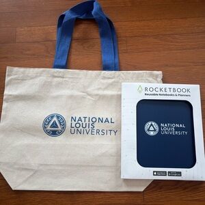 Brand New National Louis University Tote and Rocketbook Set